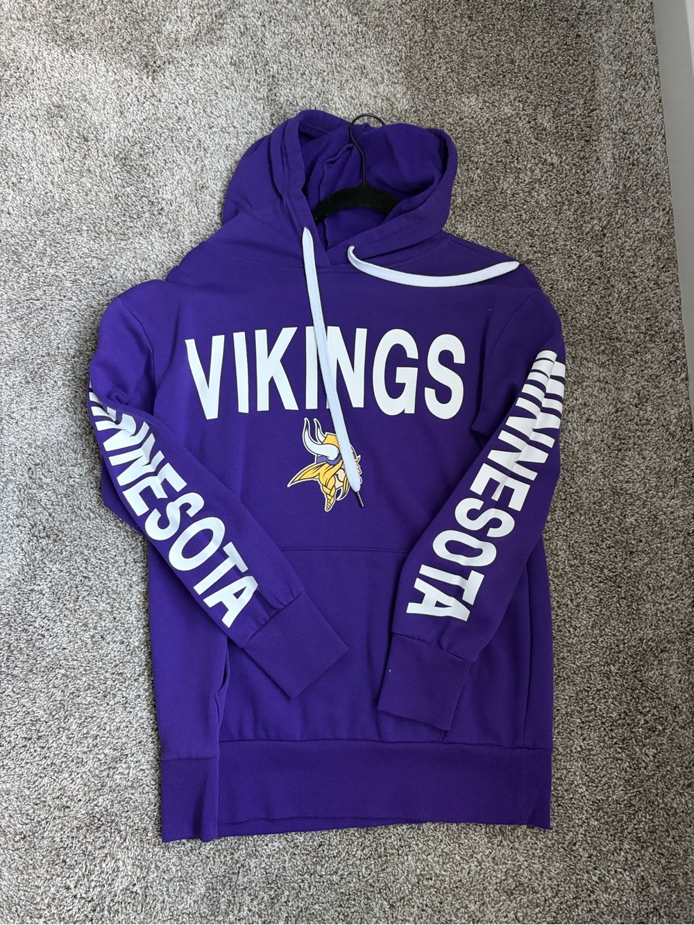 NFL Purple Vikings Pullover Hoodie with White Lettering